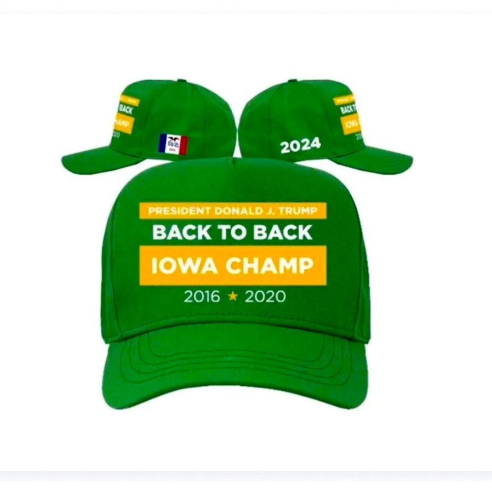 Donald Trump IOWA Back To Back Champs 2024 Farmers Hat Trucker Campaign